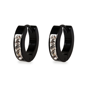 Unisex Rhinestone Stainless Steel Earrings - Black