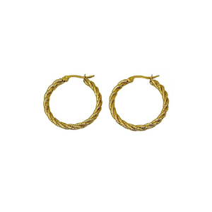 Twisted Hoop Earrings - Gold - 3mm